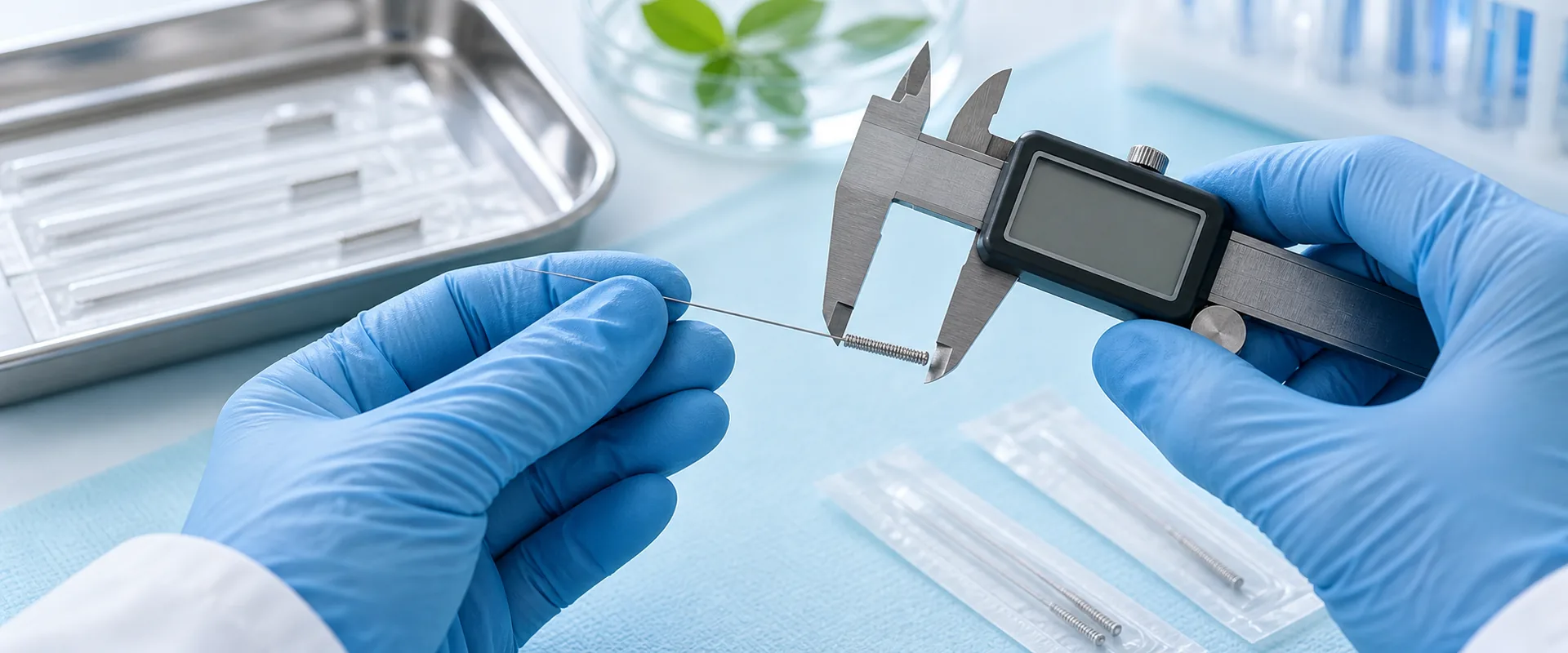 Measuring an acupuncture needle with a digital caliper